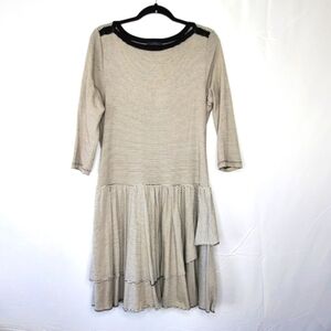 LRL Lauren Jeans Co. Striped Ruffled Dress Size L Tiered Stretch Cotton Preppy